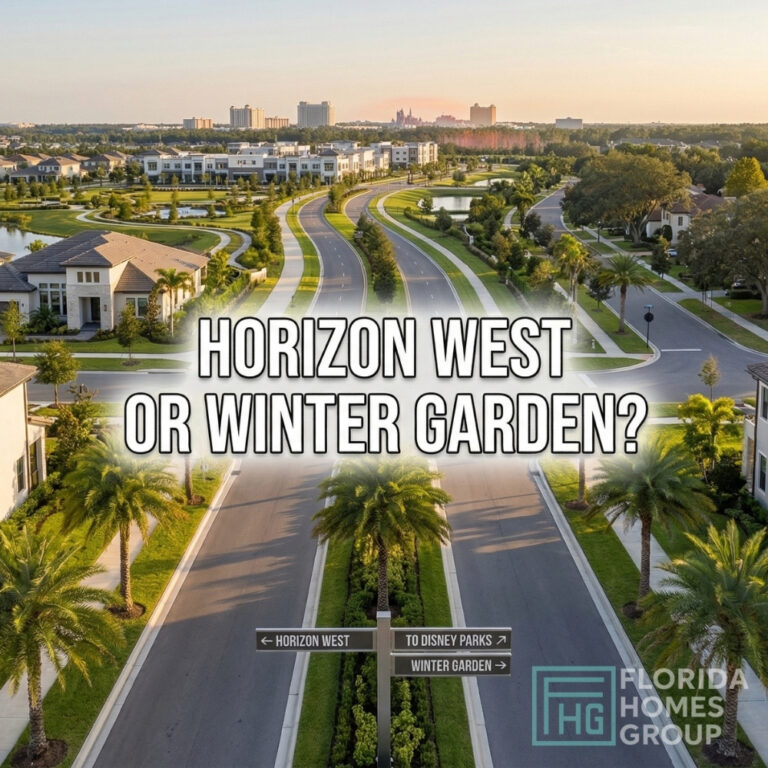 Residential area with directional signs