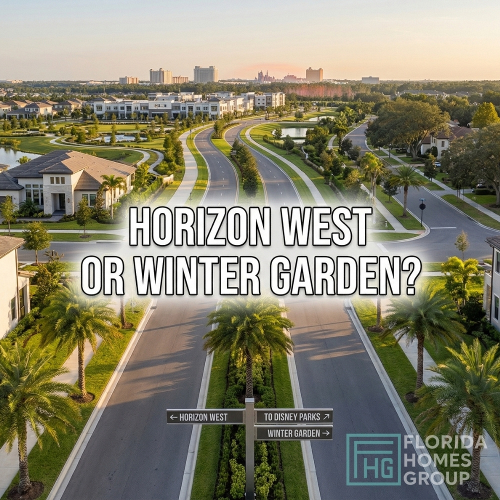 Residential area with directional signs