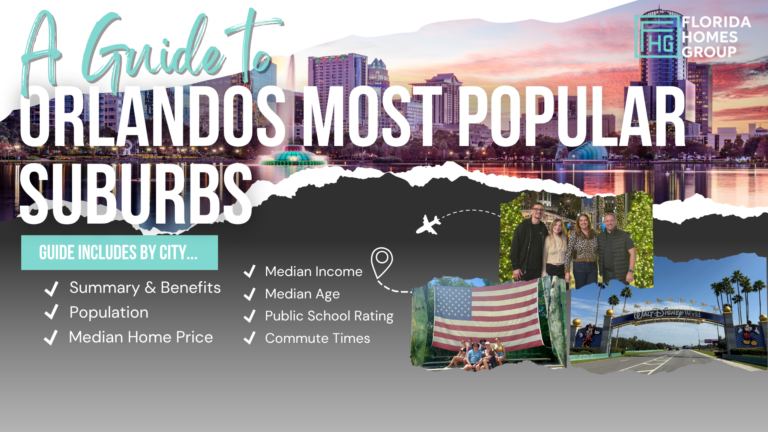 Cover of the Florida Homes Group guide to the most popular Orlando suburbs